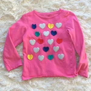 5/$25 sparkle and felt heart long sleeve pink tee